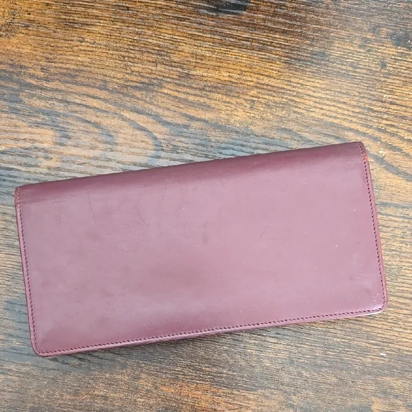 Cartier Maroon Leather Card Holder with Gold Logo - Picture 2 of 12